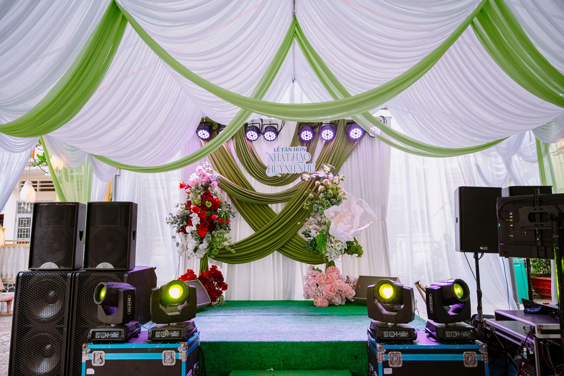 School annual day stage decoration and lighting